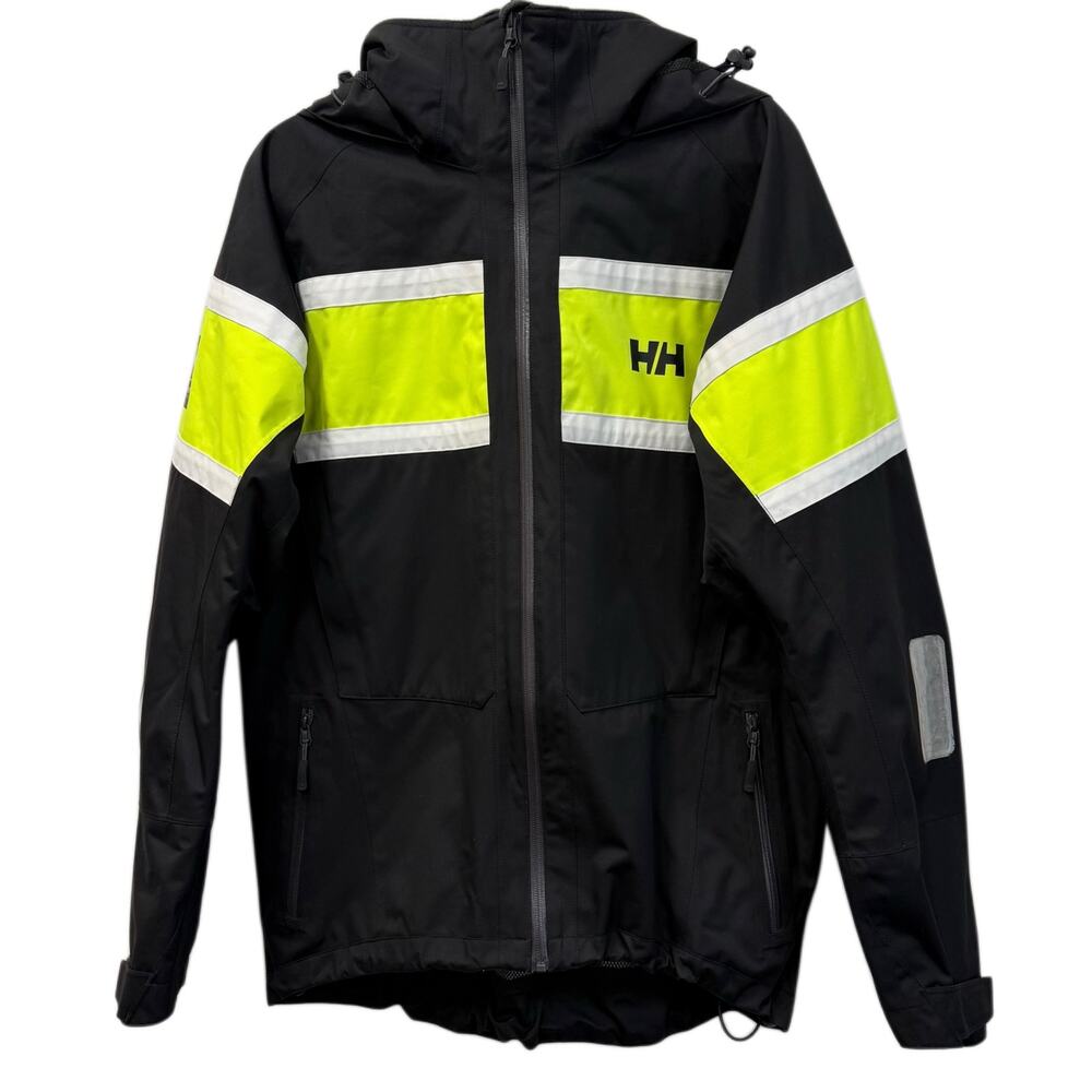 Helly Hansen Men’s HH Hi-Vis Waterproof Jacket Black Yellow Reflective Size M